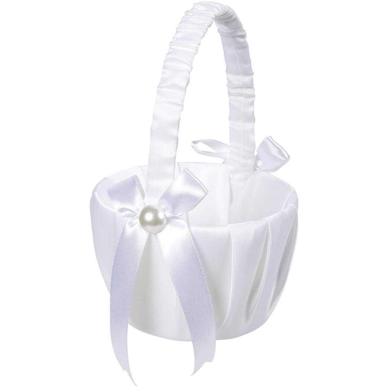 White Flower Girl Basket For Weddings